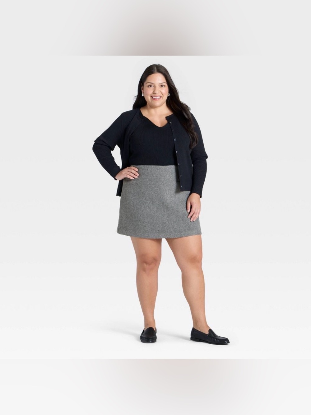 Women's Brushed Boucle Gray Mini Skirt - A New Day Size 14
